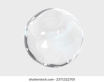 3d white light texture of reflection on rough bubble isolated on white background. Abstract bubble glossy 3d geometric shape object illustration render with clipping path.