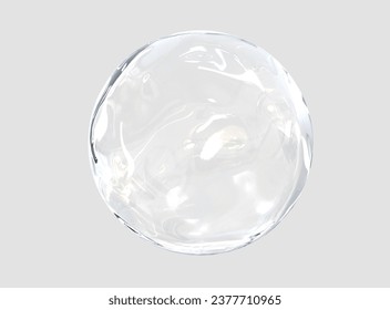 3d white light texture of reflection on rough bubble isolated on white background. Abstract bubble glossy 3d geometric shape object illustration render with clipping path.