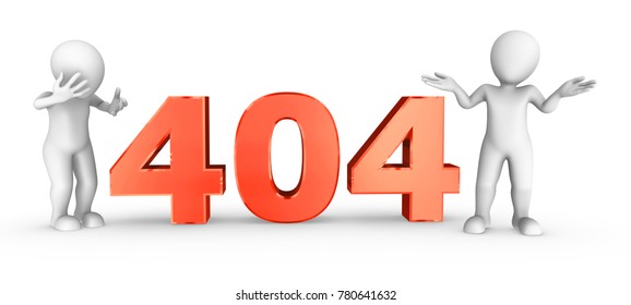 3d white man and 404 error, page not found.