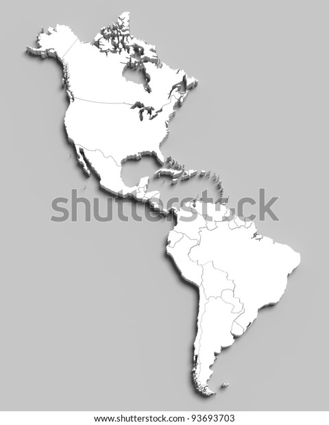 3d White Map South North American Stock Illustration 93693703