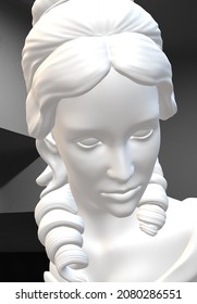 3D White Marble Sculpture In The Shape Of A Girl Made In Antique Style