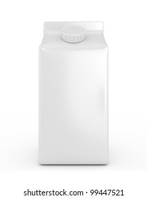 3D White Milk Box - Isolated