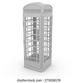 3d White Phone Booth Isolated Over White Background