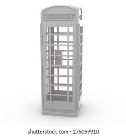 3d White Phone Booth Isolated Over White Background 