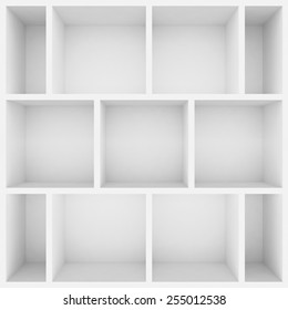 3d White Shelves For Show Case