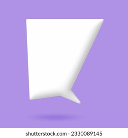 3D White speech bubble elements on Pale purple background, 3D rendering image, Clipping path Included.