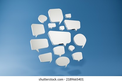 3d White Speech Bubble Pack Think Call To Action Chat Icon Collection Set Poster And Sticker Concept Banner. Dialog Box Collection Background