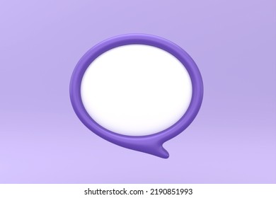 3D White Speech With Purple Frame, Bubble, Inflatable And Balloon Text. Objects Isolated On Light Purple Background. 3d Rendering