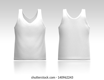 3d white tank top front and back in isolated background for garment products