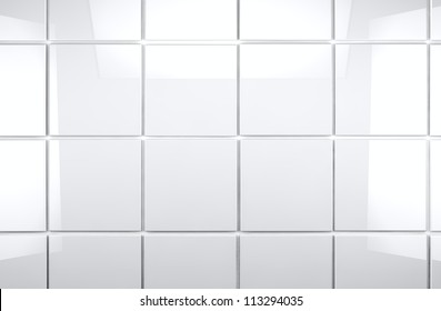 3d White Tile Wall Background