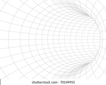 3d white tunnel with black wireframe