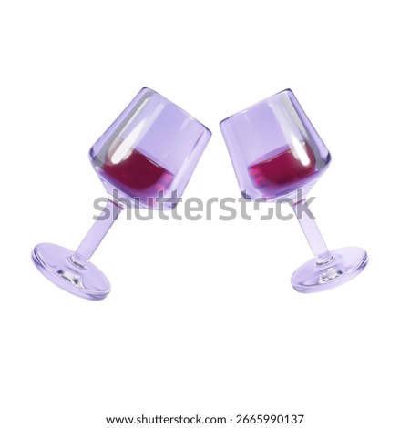 3D Wine glass set. Vector Illustration. Toasting wine glasses. 3D wine glass illustration