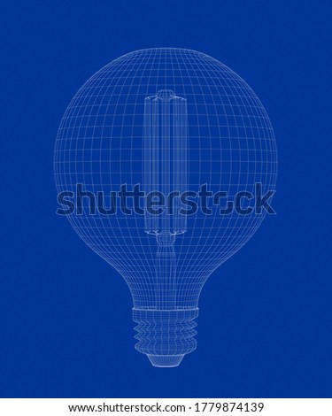 3d wire-frame model of led light bulb. 3D illustration