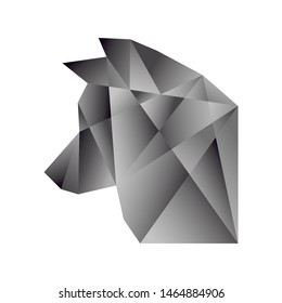 3D Wolf Face logo in a white background