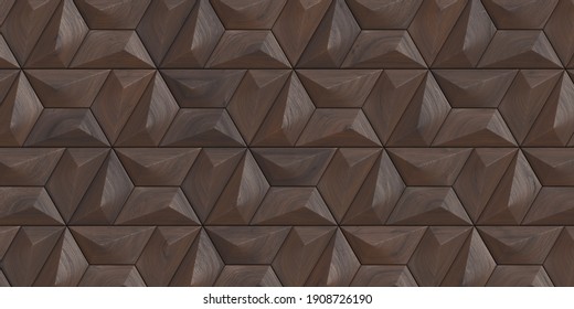 3d Wood Background, Wall Decorative Tiles, Interior Wall Panel, Wood Texture. 3d Illustration