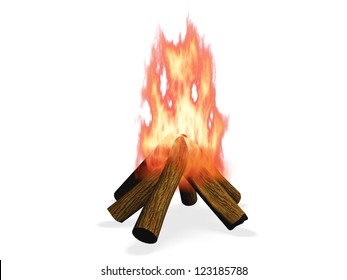 3D Wood Fire Illustration