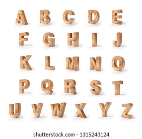 3d Wooden Alphabet Letters Az 3d Stock Illustration 1315243124