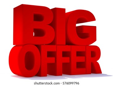 3d Word Big Offer Isolated On Whit Background