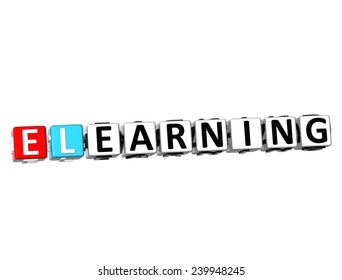 3D Word E-Learning on white background