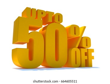 3d Word Upto 50 Percent Off On Whit Background