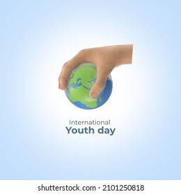 The 3d world in the palm of your 3d hand it's represent international youth day.