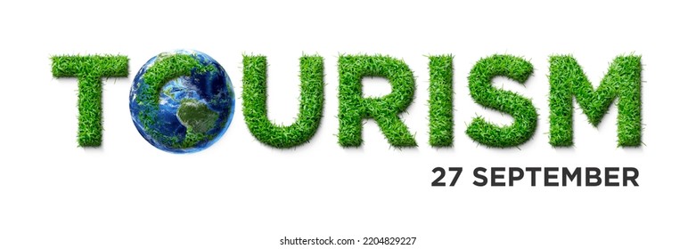 3d World Tourism Day Grass Concept With World Glob And Date