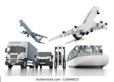3d world wide cargo transport concept