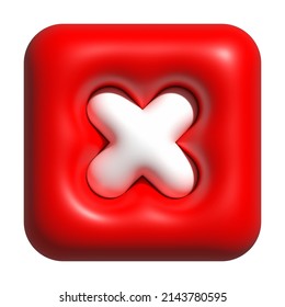 3D Wrong Icon Red, Refuse Buttons, Not And No For Media Social Emoji, 3D Illustration