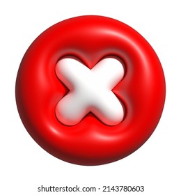 3D Wrong Icon Red, Refuse Buttons, Not And No For Media Social Emoji, 3D Illustration