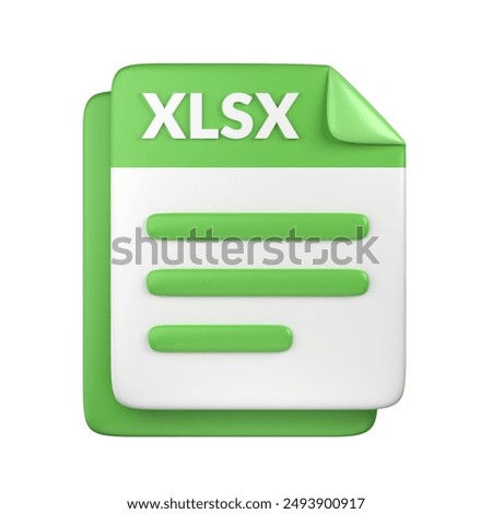 3D XLSX File Icon, rendering on white background