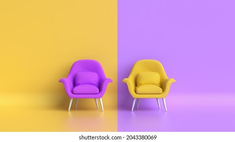 3d yellow and purple chairs standing out from the crowd, job vacancy, business hiring and recruiting concept. 3d render illustration - Powered by Shutterstock