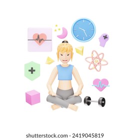 3D Yoga Teacher Illustration Explaining Meditation Benefits - Powered by Shutterstock