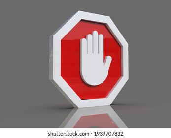 3d render STOP! You are Not Allowed Here, Red Circle Stop Roadsign with Big Hand Symbol for Prohibited Activities, Traffic Stop Blocking Sign, Prohibition Icon, No Entry, Red Warning, Not Allowed