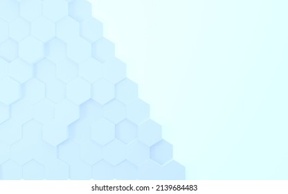 3DCG Abstract Irregularly aligned hexagons Images of chemistry, molecules and technology, true bird's eye view with copy space