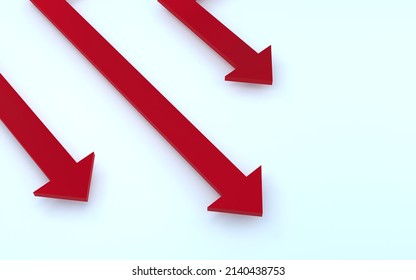 3DCG Image Of Business And Descent Downward Red Arrow Copy Space