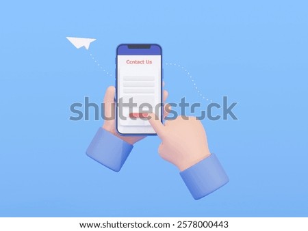 3DCG | Image of sending a message by entering the necessary information into a smartphone inquiry form