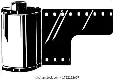 3D-Illustration 35mm film roll isolated on white background in blac