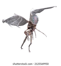 3d-illustration of a bright isolated horror fantasy alien insect