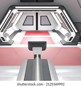 3D-illustration Of The Command Center In A Science Fiction Starship