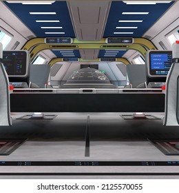 3D-illustration Of The Command Center In A Science Fiction Starship