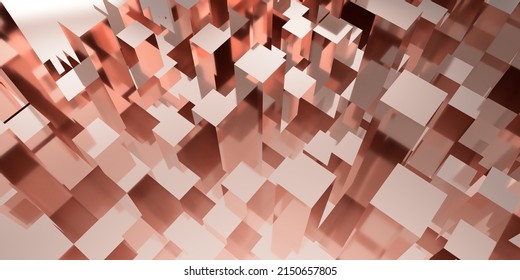 3d-illustration Cubic Copper Effect Wallpaper Background 