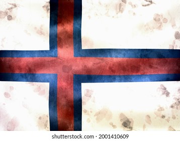 3D  Illustration Faroe Islands flag    realistic waving fabric flag