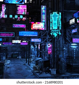 3d-illustration Of A Futuristic Cyberpunk City, Background Picture