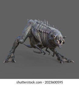 3D-illustration of an isolated horrible alien creature