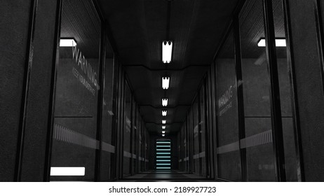 3D-Illustration Of An Modern Empty Prison Cell, No Prisoner. 3D Illustration