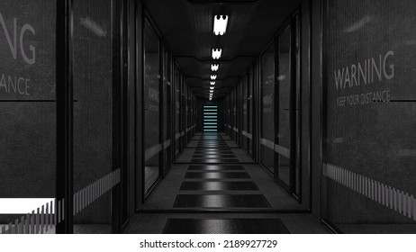 3D-Illustration Of An Modern Empty Prison Cell, No Prisoner. 3D Illustration