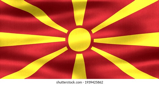 3D-Illustration of a North Macedonia flag - realistic waving fabric flag