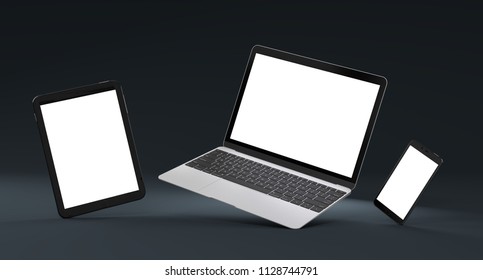 3D-Illustration Of Notebook Smartphone Tablet