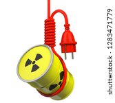 3D-illustration, nuclear barrel hanging at gallows