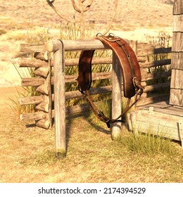 3D-Illustration Of A Outhouse In The Wild West